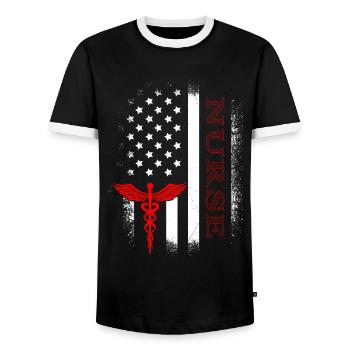 USA Médecin Infirmier Meilleure Infirmière - T-shirt contrasté Homme - noir/blanc - Devant - AI Model Female 172 light (172cm) & AI Model Male 178 light (178cm)
