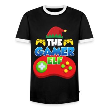 The Gamer Elf Gaming - Männer Kontrast-T-Shirt - Schwarz/Weiß - Vorne - AI Model Female 172 light (172cm) & AI Model Male 178 light (178cm)