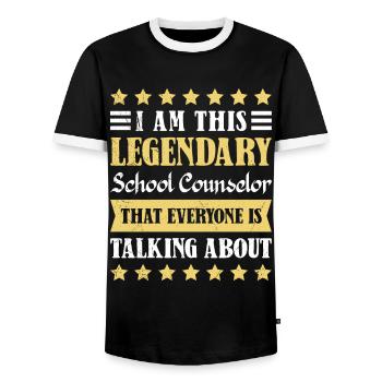 Schulbegleitung ich bin dieser Schulbegleiter - Männer Kontrast-T-Shirt - Schwarz/Weiß - Vorne - AI Model Female 172 light (172cm) & AI Model Male 178 light (178cm)