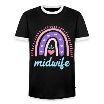 Ich liebe Kinder Regenbogen ich bin eine Hebamme - Männer Kontrast-T-Shirt - Schwarz/Weiß - Vorne - AI Model Female 172 light (172cm) & AI Model Male 178 light (178cm)