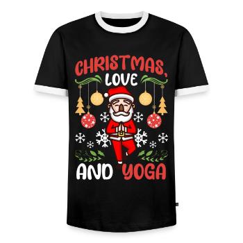 Yogini Yoga Meditation Weihnachten, Liebe und Yoga - Männer Kontrast-T-Shirt - Schwarz/Weiß - Vorne - AI Model Female 172 light (172cm) & AI Model Male 178 light (178cm)