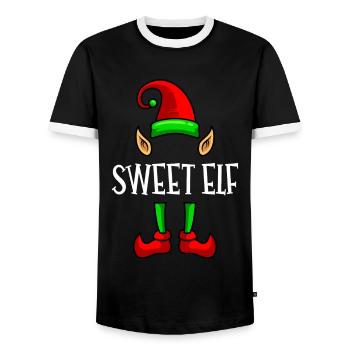 Mignon Elfe Petite amie Femme Noël Elfe Dames - T-shirt contrasté Homme - noir/blanc - Devant - AI Model Female 172 light (172cm) & AI Model Male 178 light (178cm)