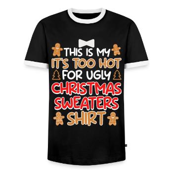 Joyeux dicton de Noël - T-shirt contrasté Homme - noir/blanc - Devant - AI Model Female 172 light (172cm) & AI Model Male 178 light (178cm)