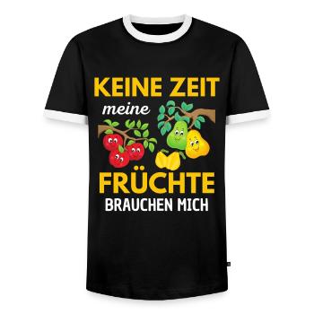 Keine Zeit meine Früchte brauchen mich - Männer Kontrast-T-Shirt - Schwarz/Weiß - Vorne - AI Model Female 172 light (172cm) & AI Model Male 178 light (178cm)