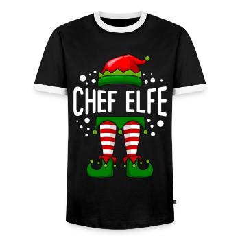 Chef Elfe Boss Papa Vater Weihnachten Familien - Männer Kontrast-T-Shirt - Schwarz/Weiß - Vorne - AI Model Female 172 light (172cm) & AI Model Male 178 light (178cm)