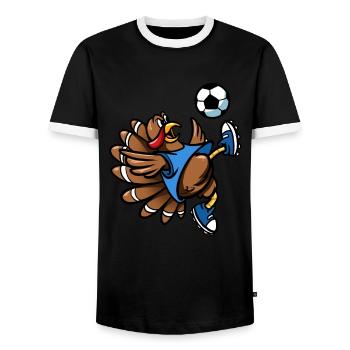 Thanksgiving Fußball Türkei Fahrrad Kick Männer Jungen - Männer Kontrast-T-Shirt - Schwarz/Weiß - Vorne - AI Model Female 172 light (172cm) & AI Model Male 178 light (178cm)