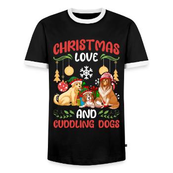 Dog Pug Animal Love Noël, l’amour et les chiens - T-shirt contrasté Homme - noir/blanc - Devant - AI Model Female 172 light (172cm) & AI Model Male 178 light (178cm)