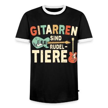 Gitarrist Geschenk Gitarre Sprüche Musiker - Männer Kontrast-T-Shirt - Schwarz/Weiß - Vorne - AI Model Female 172 light (172cm) & AI Model Male 178 light (178cm)