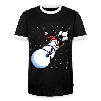 Gardien de but Snwoman Hommes Garçons Soccer Noël - T-shirt contrasté Homme - noir/blanc - Devant - AI Model Female 172 light (172cm) & AI Model Male 178 light (178cm)