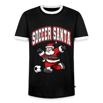 Fußball Santa Männer Jungen Fußball Weihnachten - Männer Kontrast-T-Shirt - Schwarz/Weiß - Vorne - AI Model Female 172 light (172cm) & AI Model Male 178 light (178cm)