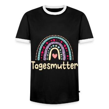 Kinder Kita Ich bin eine Tagesmutter - Männer Kontrast-T-Shirt - Schwarz/Weiß - Vorne - AI Model Female 172 light (172cm) & AI Model Male 178 light (178cm)
