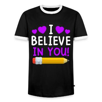 Lehrerin ich glaube an dich Lehrer - Männer Kontrast-T-Shirt - Schwarz/Weiß - Vorne - AI Model Female 172 light (172cm) & AI Model Male 178 light (178cm)