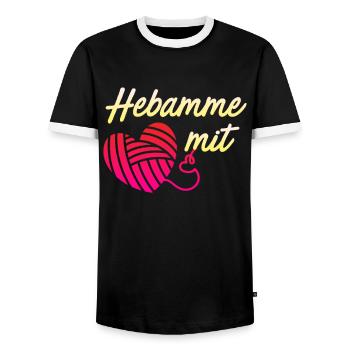 Ich bin eine Hebamme mit Herz Hebamme - Männer Kontrast-T-Shirt - Schwarz/Weiß - Vorne - AI Model Female 172 light (172cm) & AI Model Male 178 light (178cm)