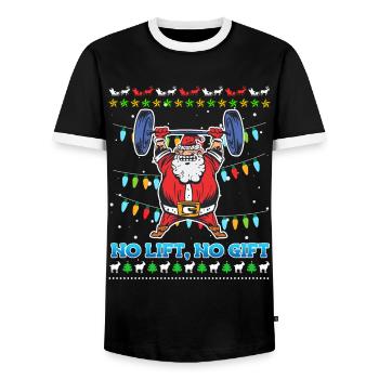 No Lift No Gift Nikolaus Bodybuilder Gym - T-shirt contrasté Homme - noir/blanc - Devant - AI Model Female 172 light (172cm) & AI Model Male 178 light (178cm)