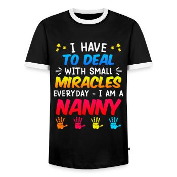 Ich habe jeden Tag mit Wundern zu tun Tagesmutter - Männer Kontrast-T-Shirt - Schwarz/Weiß - Vorne - AI Model Female 172 light (172cm) & AI Model Male 178 light (178cm)