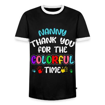 Vielen Dank für die bunte Zeit Danke Tagesmutter - Männer Kontrast-T-Shirt - Schwarz/Weiß - Vorne - AI Model Female 172 light (172cm) & AI Model Male 178 light (178cm)