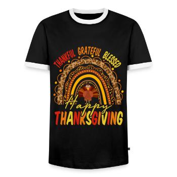 Dankbar dankbar dankbar gesegnete Thanksgiving-Geschenke - Männer Kontrast-T-Shirt - Schwarz/Weiß - Vorne - AI Model Female 172 light (172cm) & AI Model Male 178 light (178cm)