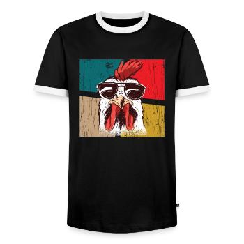 Big Hen Cool Poulet - T-shirt contrasté Homme - noir/blanc - Devant - AI Model Female 172 light (172cm) & AI Model Male 178 light (178cm)
