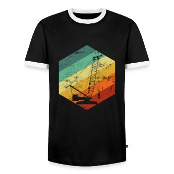 vintage crane operator - Männer Kontrast-T-Shirt - Schwarz/Weiß - Vorne - AI Model Female 172 light (172cm) & AI Model Male 178 light (178cm)
