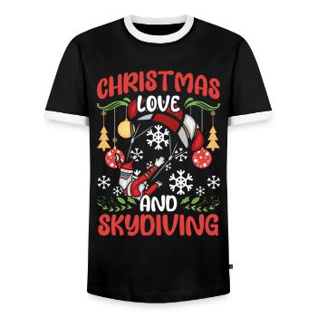 Skydive Skydive Christmas Love and Skydiving - Men's Ringer Shirt - black/white - Front - AI Model Female 172 light (172cm) & AI Model Male 178 light (178cm)