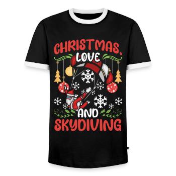 Skydive Skydive Christmas Love and Skydiving - Men's Ringer Shirt - black/white - Front - AI Model Female 172 light (172cm) & AI Model Male 178 light (178cm)