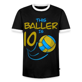 Volleyballspieler Baller ist 10 Volleyball Geburtstag - Männer Kontrast-T-Shirt - Schwarz/Weiß - Vorne - AI Model Female 172 light (172cm) & AI Model Male 178 light (178cm)