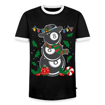 8-Ball Billard Spieler Billiard - Männer Kontrast-T-Shirt - Schwarz/Weiß - Vorne - AI Model Female 172 light (172cm) & AI Model Male 178 light (178cm)
