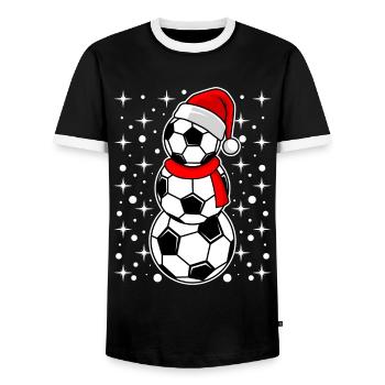 Fußball Nikolaus Fußball im Winter Fußball Fan - Männer Kontrast-T-Shirt - Schwarz/Weiß - Vorne - AI Model Female 172 light (172cm) & AI Model Male 178 light (178cm)