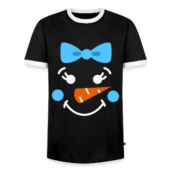 Snowman Face Children Christmas Daughter - Men's Ringer Shirt - black/white - Front - AI Model Female 172 light (172cm) & AI Model Male 178 light (178cm)