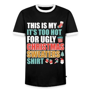Es ist zu heiß für Ugly Christmas Sweater - Männer Kontrast-T-Shirt - Schwarz/Weiß - Vorne - AI Model Female 172 light (172cm) & AI Model Male 178 light (178cm)