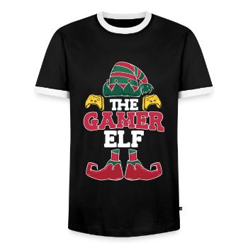 Gaming Spruch the Gamer Elf Nikolaus Weihnachten - Männer Kontrast-T-Shirt - Schwarz/Weiß - Vorne - AI Model Female 172 light (172cm) & AI Model Male 178 light (178cm)
