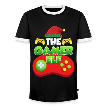 The Gamer Elf Gaming - Männer Kontrast-T-Shirt - Schwarz/Weiß - Vorne - AI Model Female 172 light (172cm) & AI Model Male 178 light (178cm)