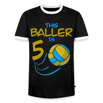 Volleyballspieler Baller ist 5 Volleyball Geburtstag - Männer Kontrast-T-Shirt - Schwarz/Weiß - Vorne - AI Model Female 172 light (172cm) & AI Model Male 178 light (178cm)