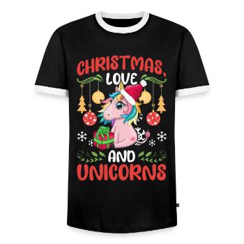 Einhorn Frauen Mädchen Weihnachen Liebe Einhörner - Männer Kontrast-T-Shirt - Schwarz/Weiß - Vorne - AI Model Female 172 light (172cm) & AI Model Male 178 light (178cm)