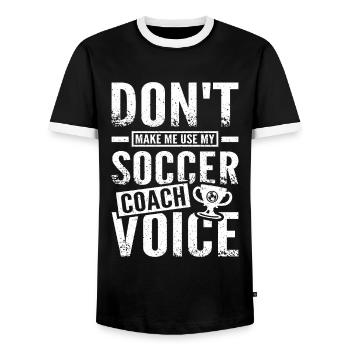 Soccer coach voice - Männer Kontrast-T-Shirt - Schwarz/Weiß - Vorne - AI Model Female 172 light (172cm) & AI Model Male 178 light (178cm)