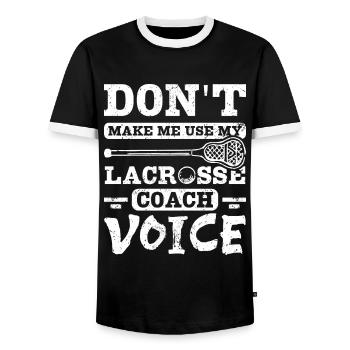 Don't make me use my Lacrosse coach voice - Männer Kontrast-T-Shirt - Schwarz/Weiß - Vorne - AI Model Female 172 light (172cm) & AI Model Male 178 light (178cm)