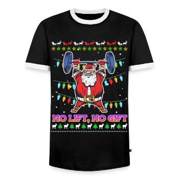 No Lift No Gift Nikolaus Bodybuilder Gym - T-shirt contrasté Homme - noir/blanc - Devant - AI Model Female 172 light (172cm) & AI Model Male 178 light (178cm)