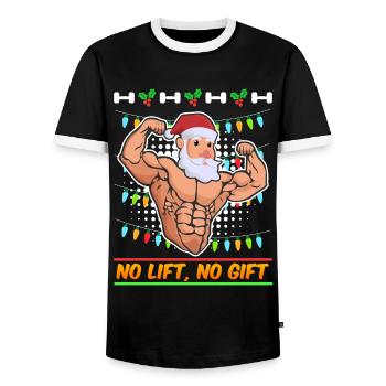 No Lift no Gift St. Nicholas Christmas - Men's Ringer Shirt - black/white - Front - AI Model Female 172 light (172cm) & AI Model Male 178 light (178cm)