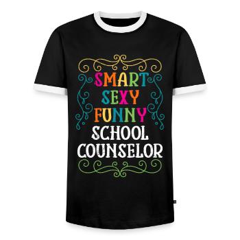 Smart Sexy Funny School Companion - Men's Ringer Shirt - black/white - Front - AI Model Female 172 light (172cm) & AI Model Male 178 light (178cm)