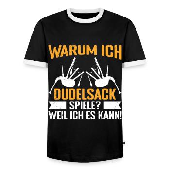 Parce que je peux Pourquoi je joue de la cornemuse - T-shirt contrasté Homme - noir/blanc - Devant - AI Model Female 172 light (172cm) & AI Model Male 178 light (178cm)
