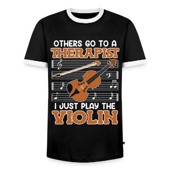 Others go to the therapist I play violin - Men's Ringer Shirt - black/white - Front - AI Model Female 172 light (172cm) & AI Model Male 178 light (178cm)