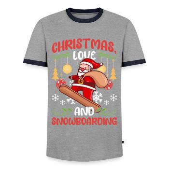 Boarder Snowboarder Weihnachten Liebe Skateboard - Männer Kontrast-T-Shirt - Grau/Navy  - Vorne - AI Model Female 172 light (172cm) & AI Model Male 178 light (178cm)
