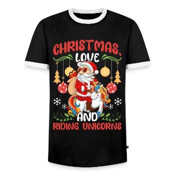 Einhorn Pferde Reitern Weihnachen Liebe Reiten - Männer Kontrast-T-Shirt - Schwarz/Weiß - Vorne - AI Model Female 172 light (172cm) & AI Model Male 178 light (178cm)