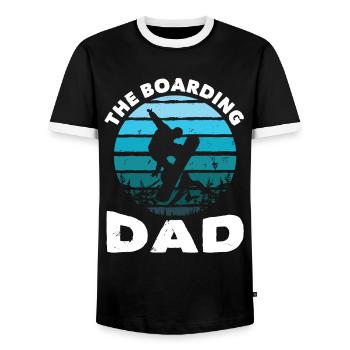 Snowboarding The Boarding Dad Snowboarder - T-shirt contrasté Homme - noir/blanc - Devant - AI Model Female 172 light (172cm) & AI Model Male 178 light (178cm)