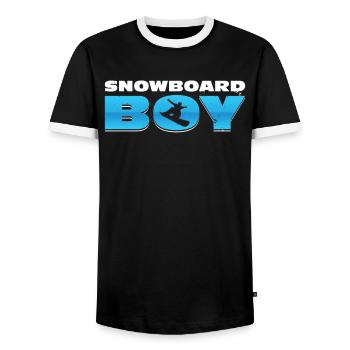 Snowboarding Snowboard Boy Snowboarder Wintersport - Männer Kontrast-T-Shirt - Schwarz/Weiß - Vorne - AI Model Female 172 light (172cm) & AI Model Male 178 light (178cm)