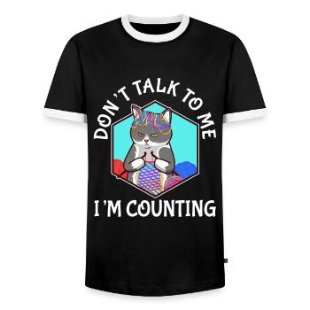 Don't Talk To Me I'm Counting - Men's Ringer Shirt - black/white - Front - AI Model Female 172 light (172cm) & AI Model Male 178 light (178cm)