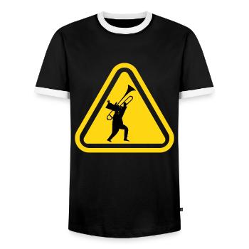 Orchestra Band Winds Concert Attention Trombone - Men's Ringer Shirt - black/white - Front - AI Model Female 172 light (172cm) & AI Model Male 178 light (178cm)