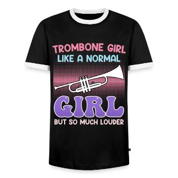 Musicien comme une fille normale seulement trombone fort - T-shirt contrasté Homme - noir/blanc - Devant - AI Model Female 172 light (172cm) & AI Model Male 178 light (178cm)