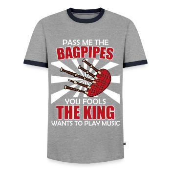 King veut faire de la musique me tend la cornemuse - T-shirt contrasté Homme - gris/marine  - Devant - AI Model Female 172 light (172cm) & AI Model Male 178 light (178cm)