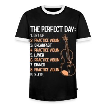 Musiker der perfekte Tag Ich übe Geige - Männer Kontrast-T-Shirt - Schwarz/Weiß - Vorne - AI Model Female 172 light (172cm) & AI Model Male 178 light (178cm)